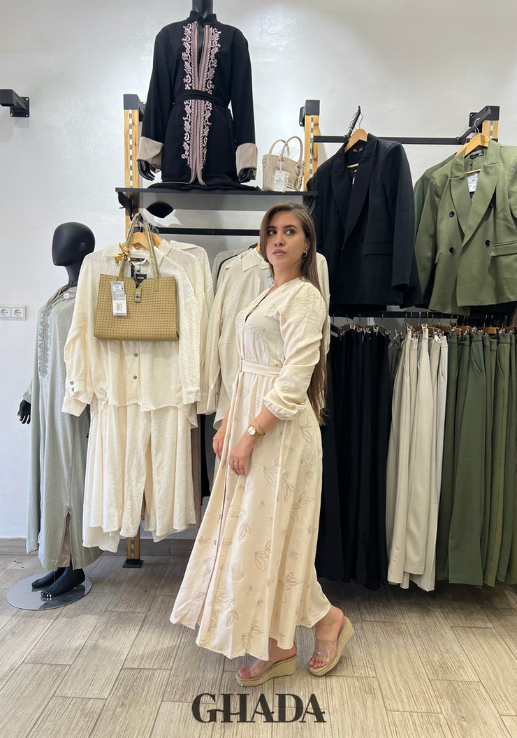 Robe longue à motif brodé