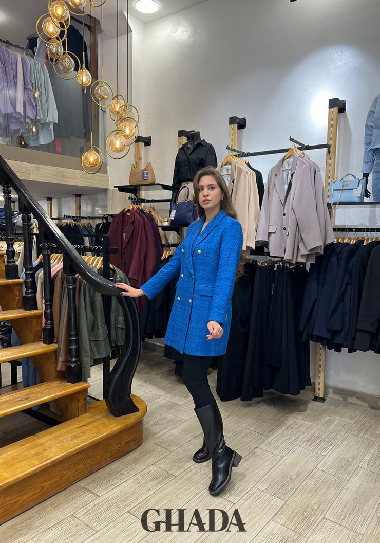Veste bleue en tweed