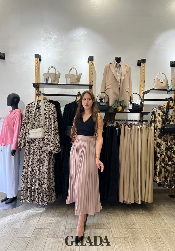 Jupe plissée en beige