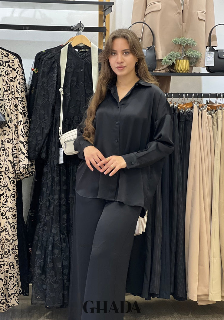 Ensemble satiné en noir