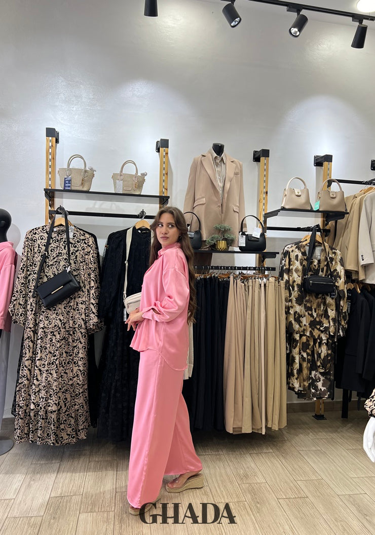 Ensemble satiné en rose
