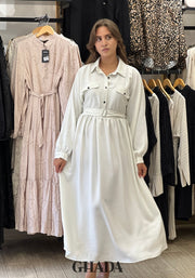 Robe longue ceinturée
