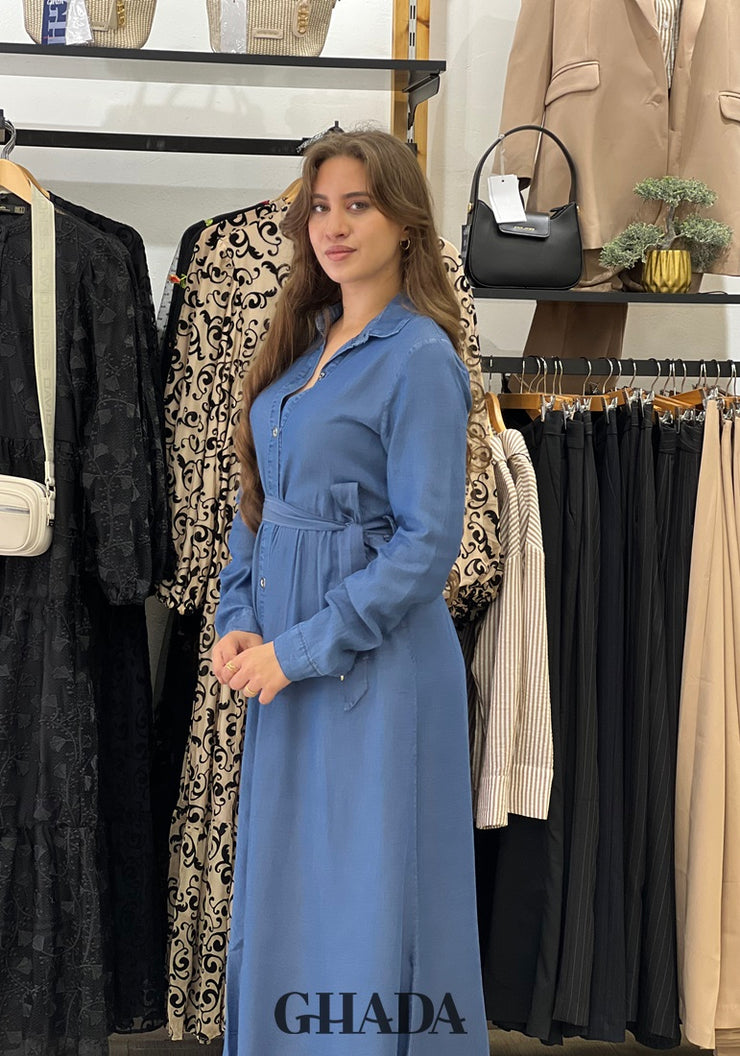 Robe longue en denim