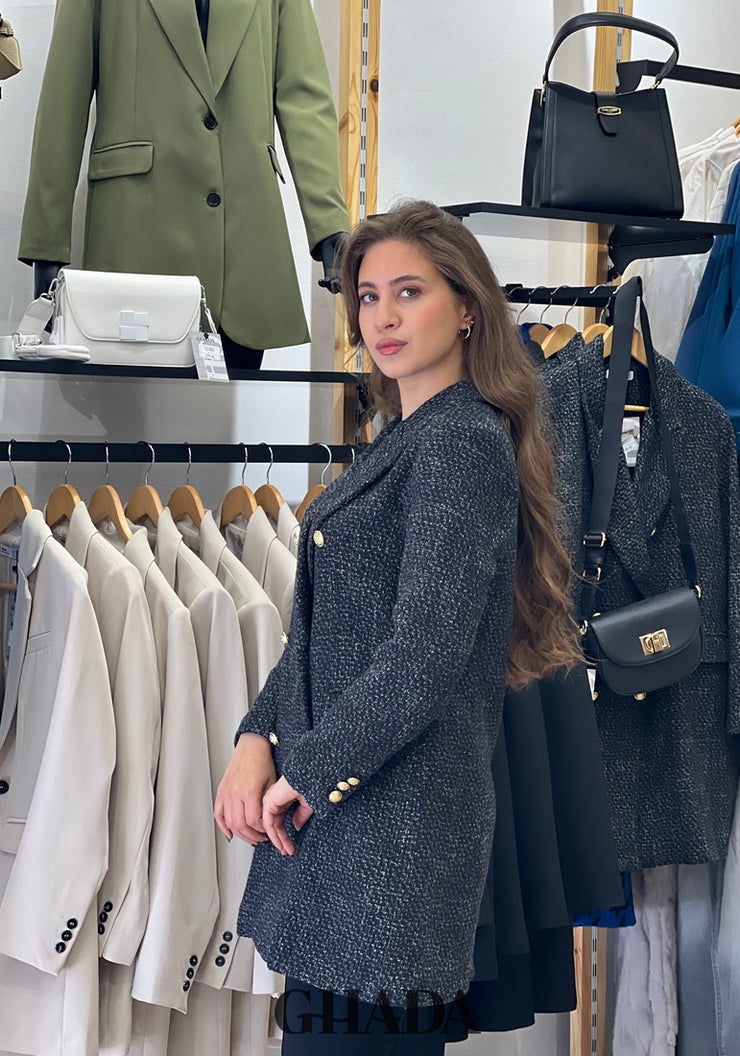 Veste longue en tweed