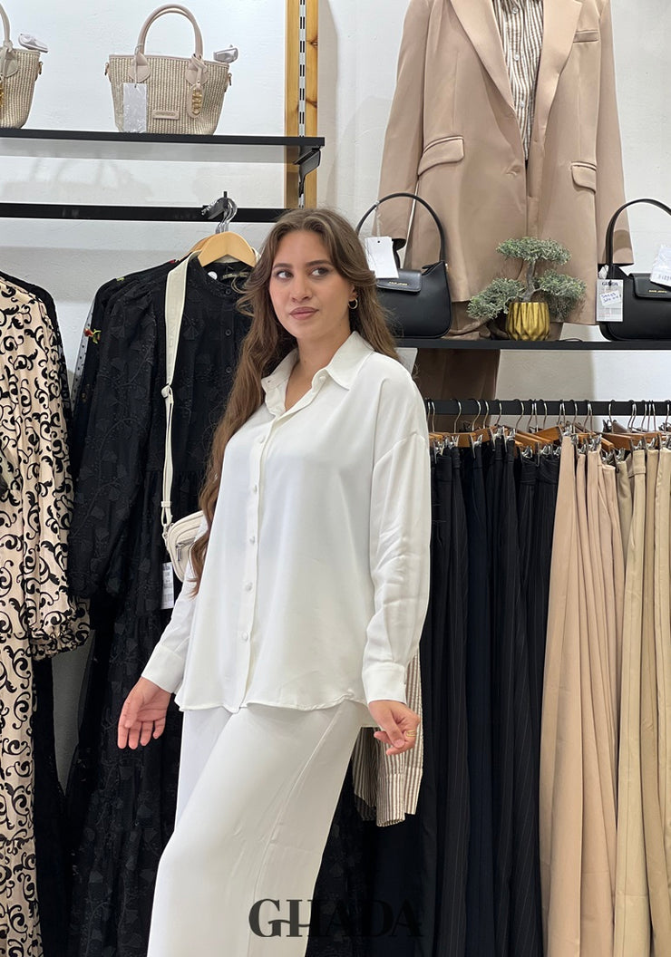 Ensemble satiné en blanc