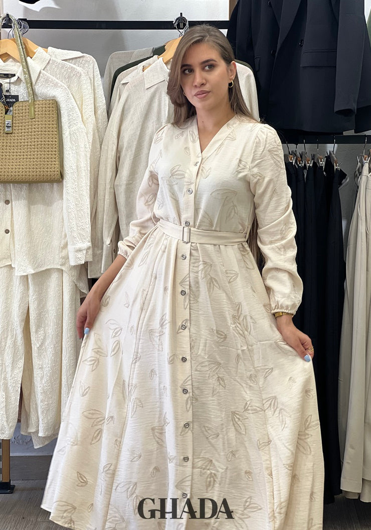 Robe longue à motif brodé