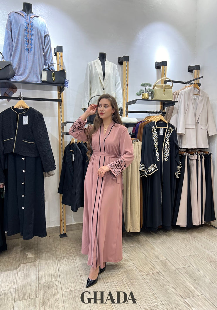 Abaya avec manches brodées
