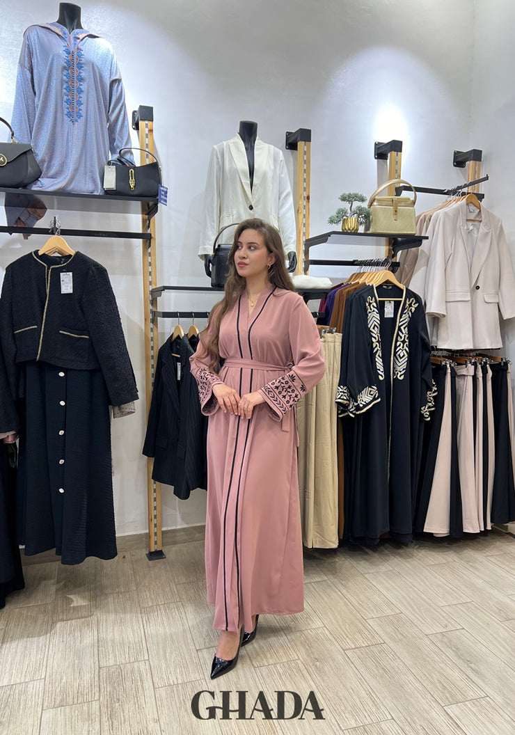 Abaya avec manches brodées