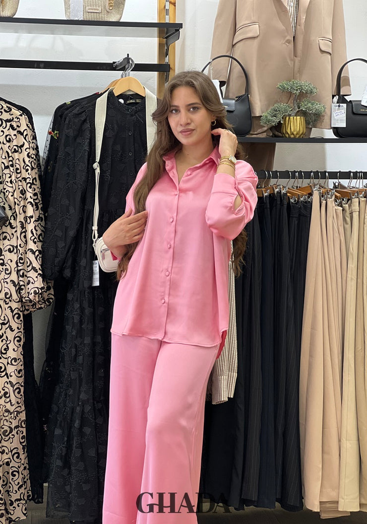 Ensemble satiné en rose
