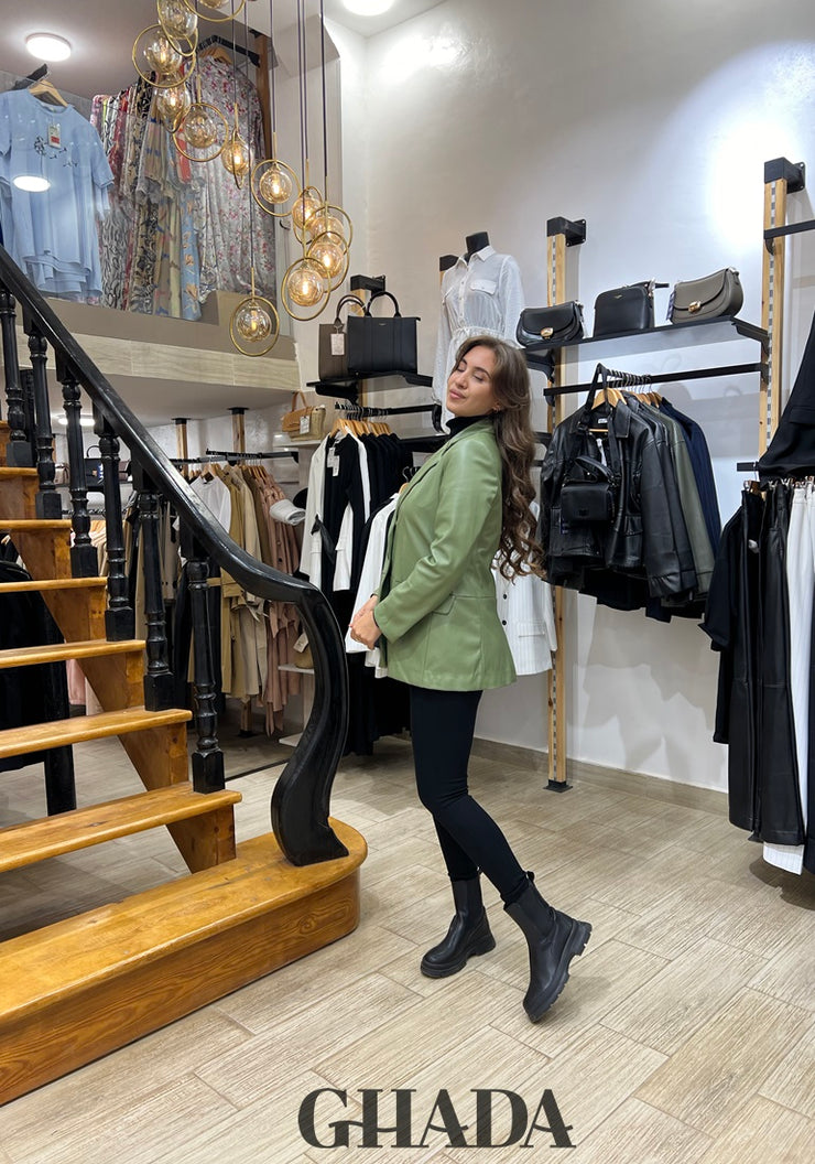 Blazer en simili-cuir vert