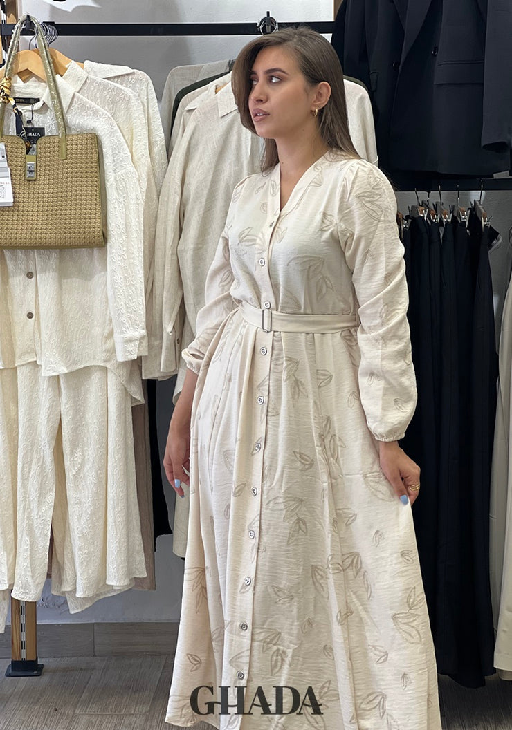 Robe longue à motif brodé