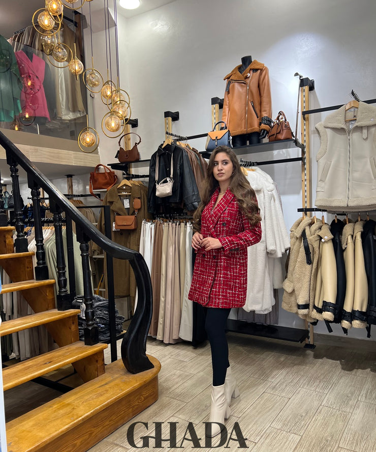 Veste bordeau en tweed