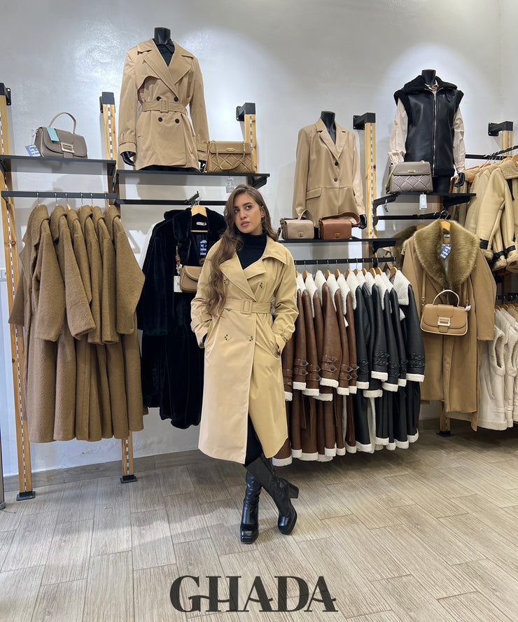 Trench long en beige foncé