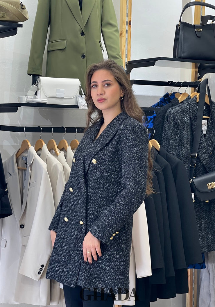 Veste longue en tweed