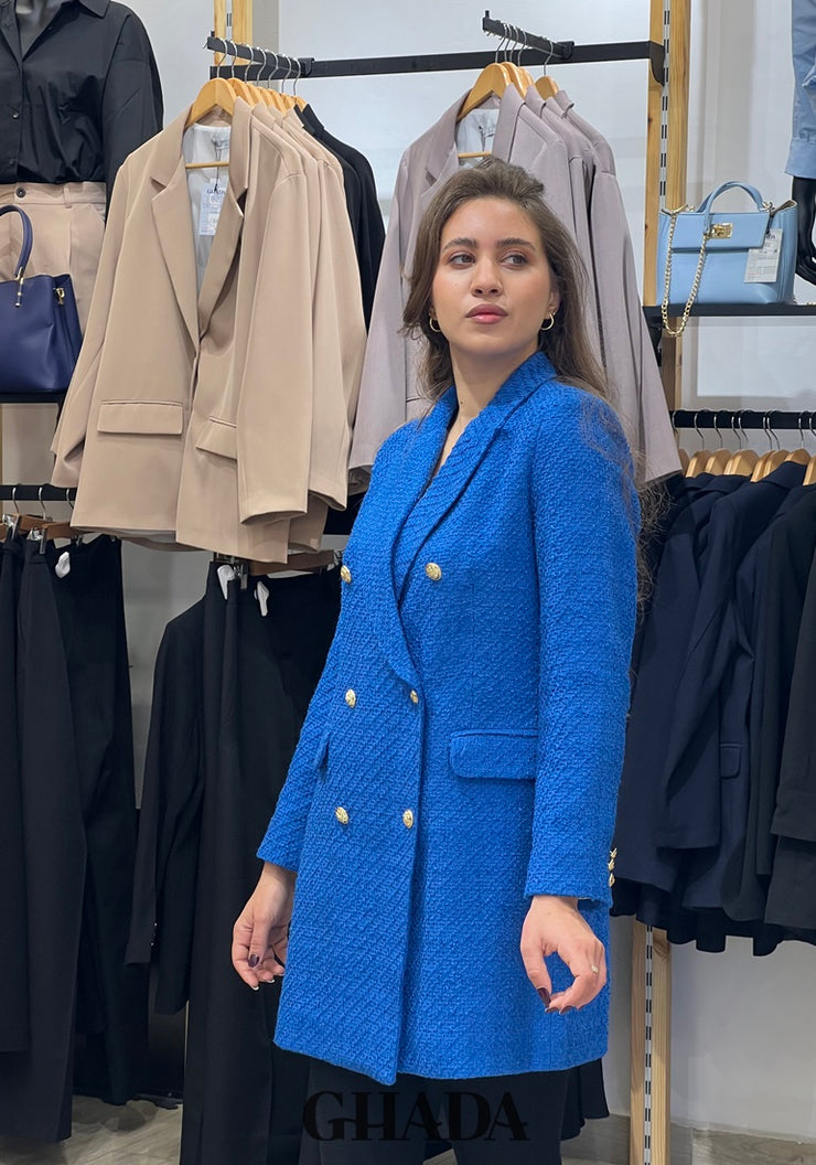 Veste bleue en tweed