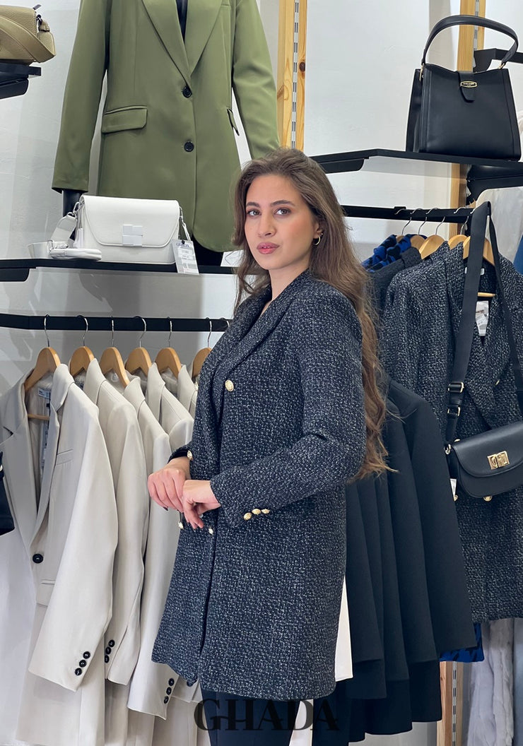 Veste longue en tweed