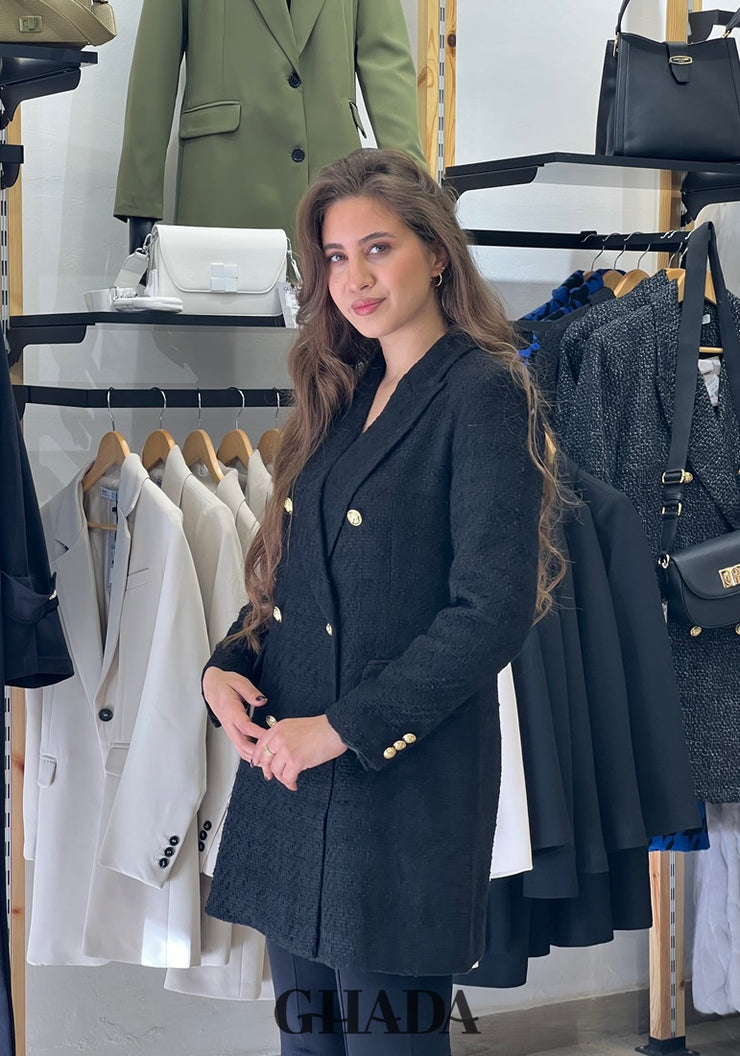Veste longue en tweed