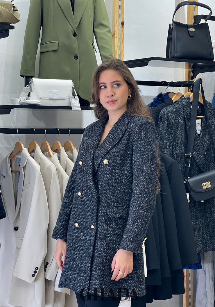 Veste longue en tweed