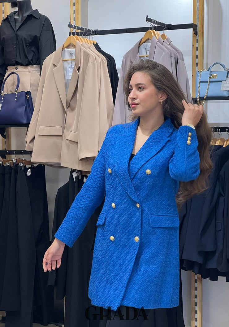 Veste bleue en tweed
