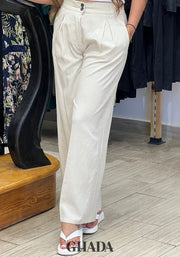 Pantalon en lin beige clair