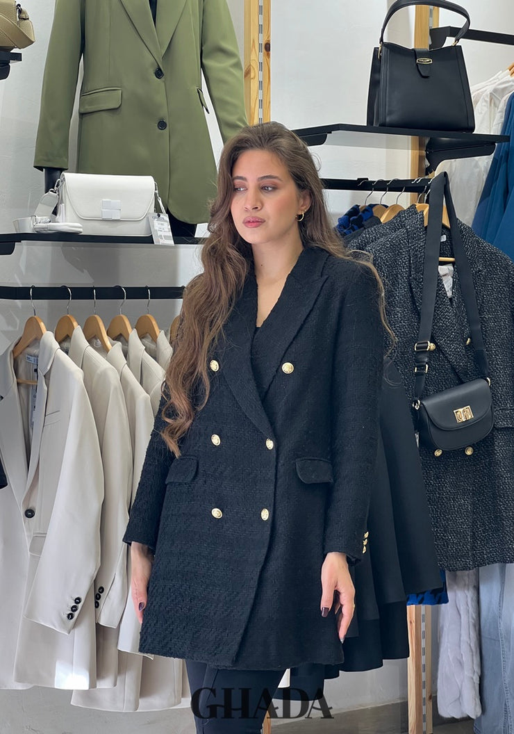 Veste longue en tweed