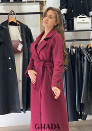 Manteau long en bordeaux