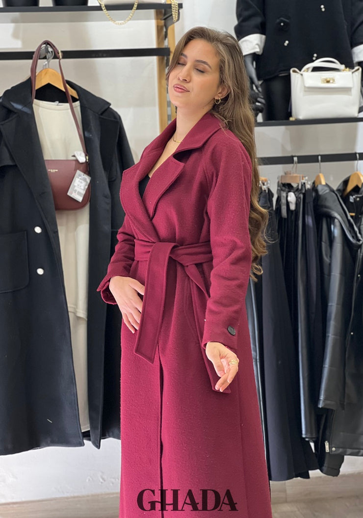 Manteau long en bordeaux