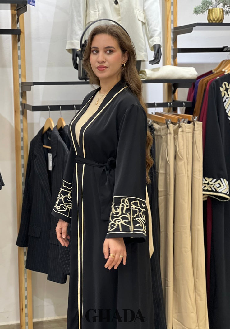 Abaya Kimono avec manches brodées