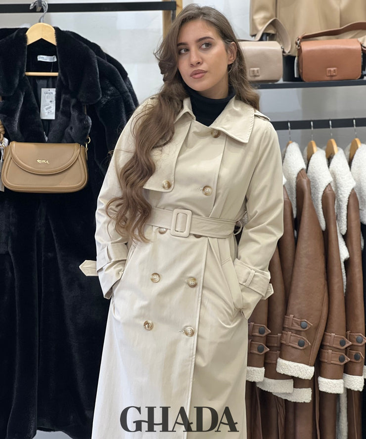 Trench long en beige