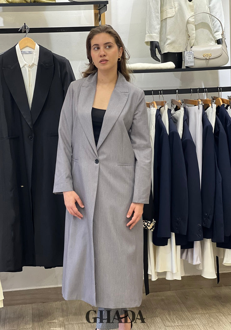 Veste longue en gris