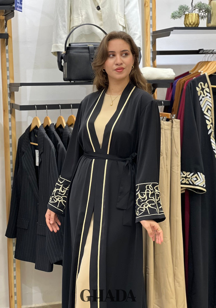 Abaya Kimono avec manches brodées
