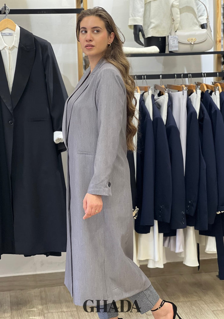 Veste longue en gris