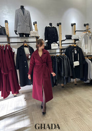 Manteau long en bordeaux