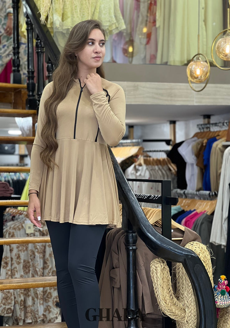 Maillot de bain burkini en beige