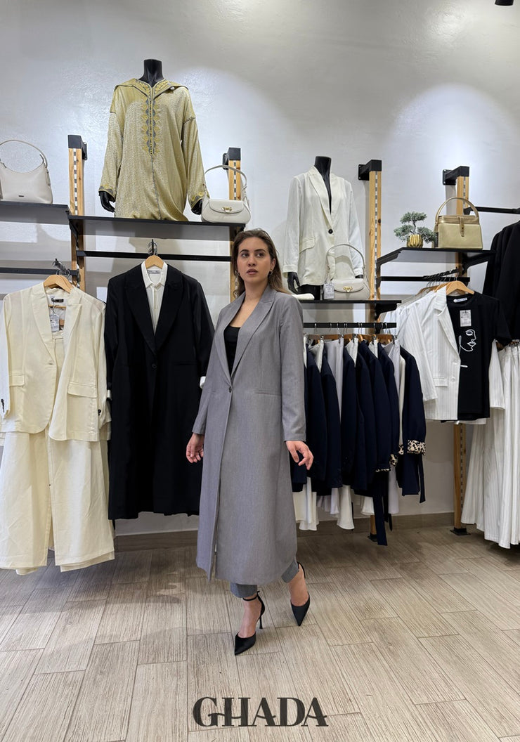 Veste longue en gris