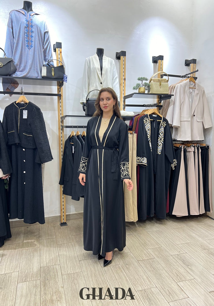 Abaya Kimono avec manches brodées