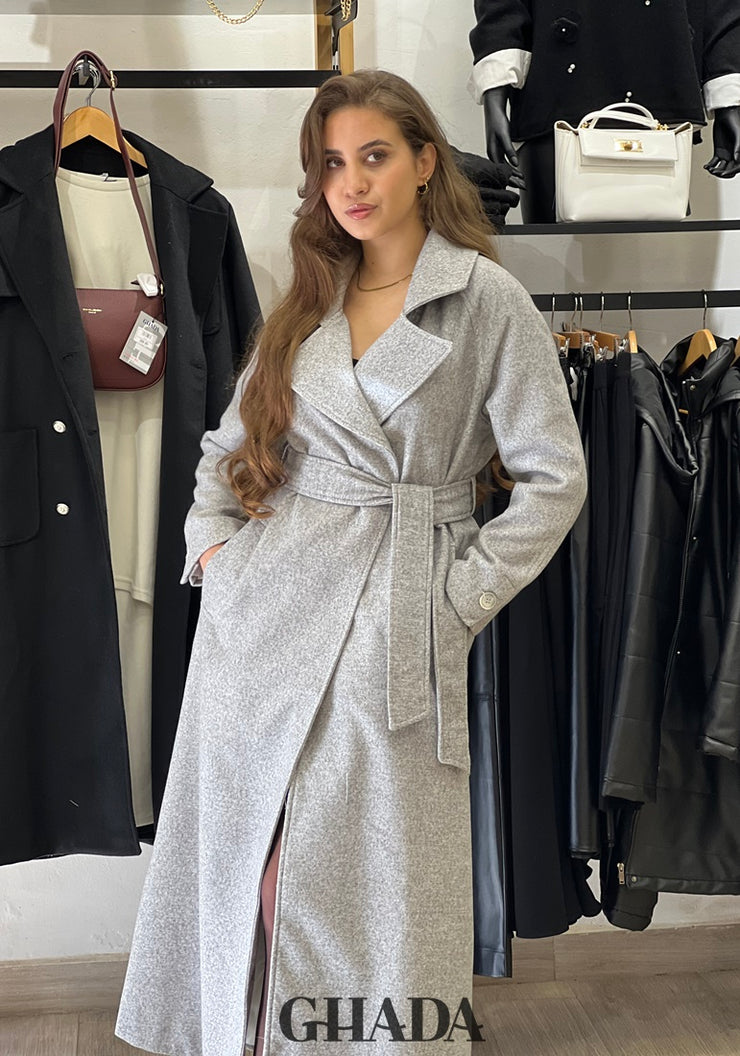 Manteau long en gris