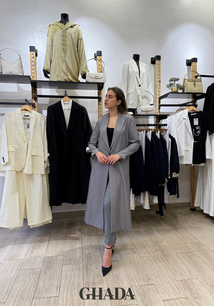 Veste longue en gris