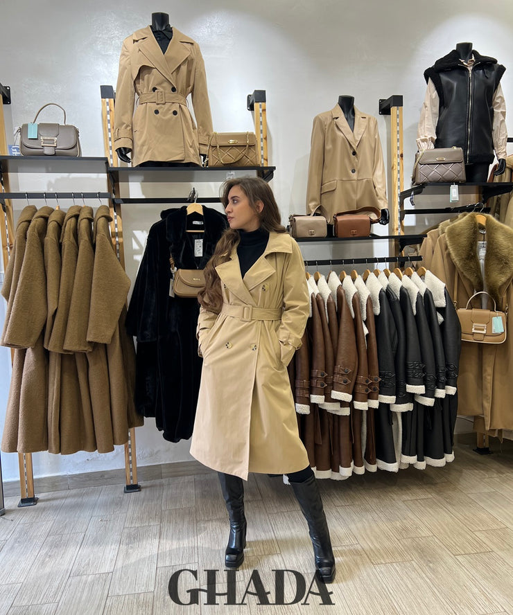 Trench long en beige foncé