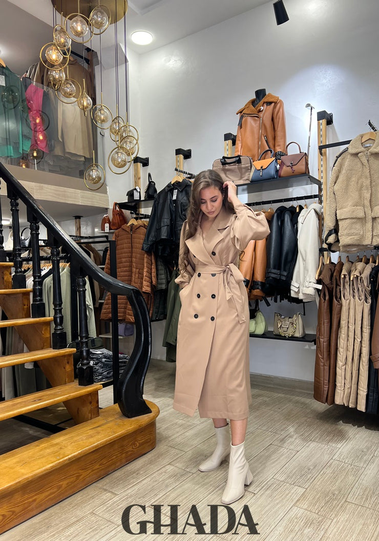 Trench long en beige foncé