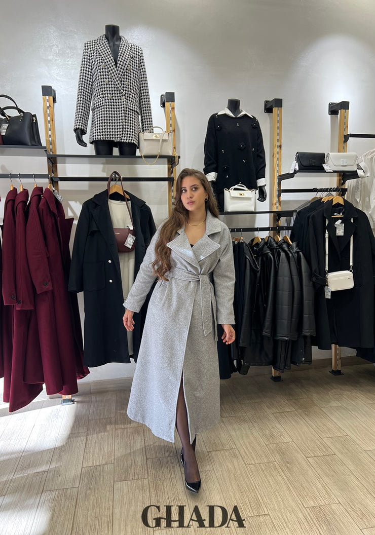 Manteau long en gris