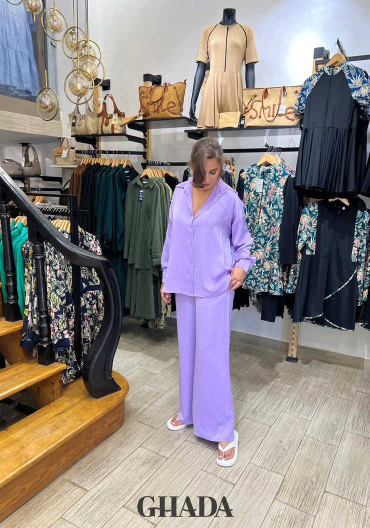 Ensemble en crepe mauve