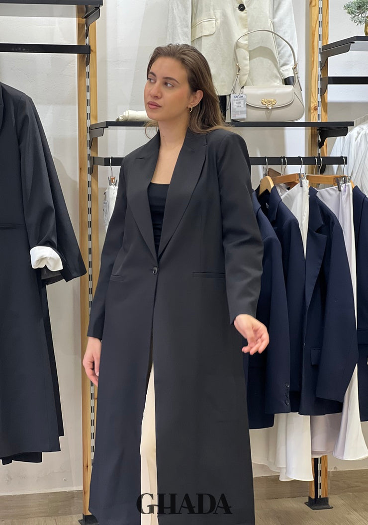 Veste longue en noir