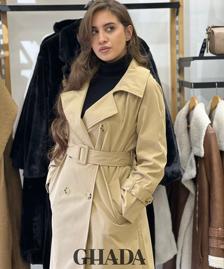 Trench long en beige foncé