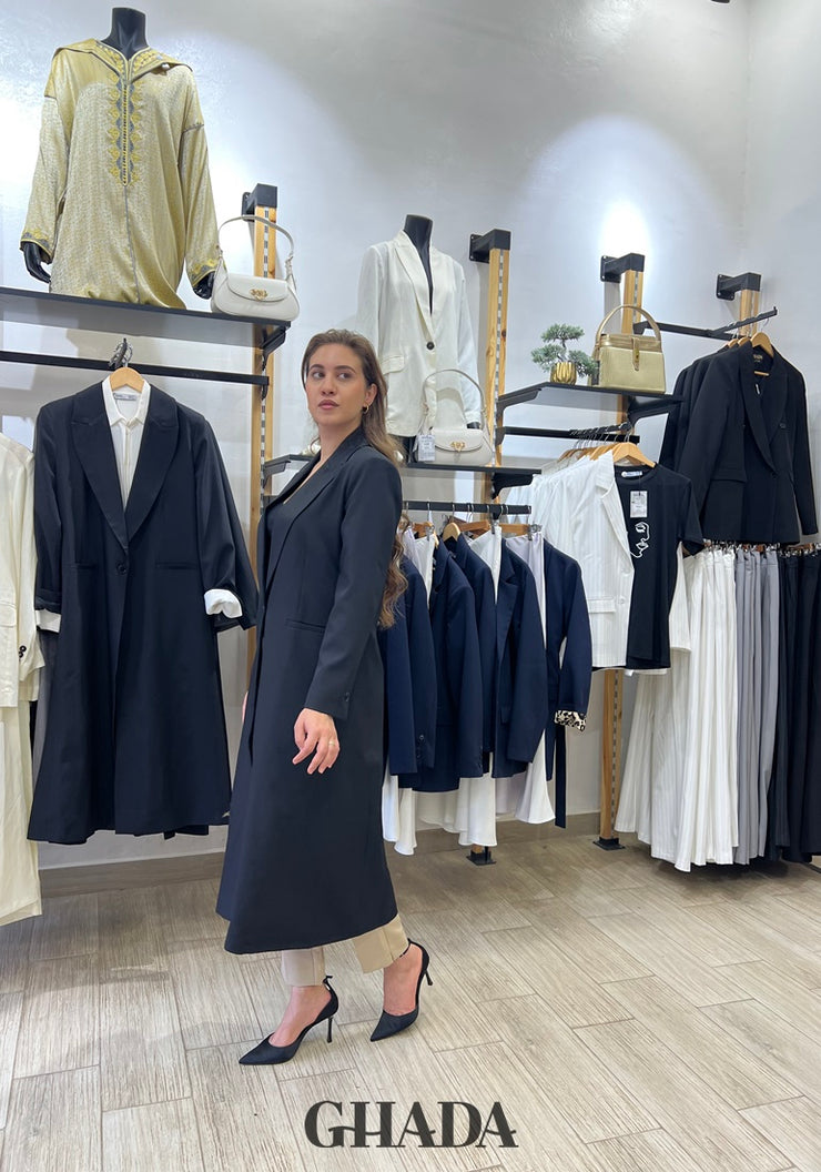 Veste longue en noir