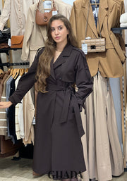 Trench long en marron foncé