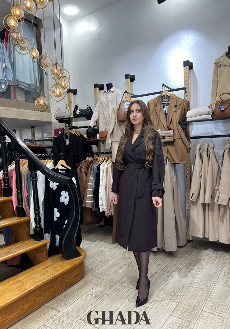 Trench long en marron foncé