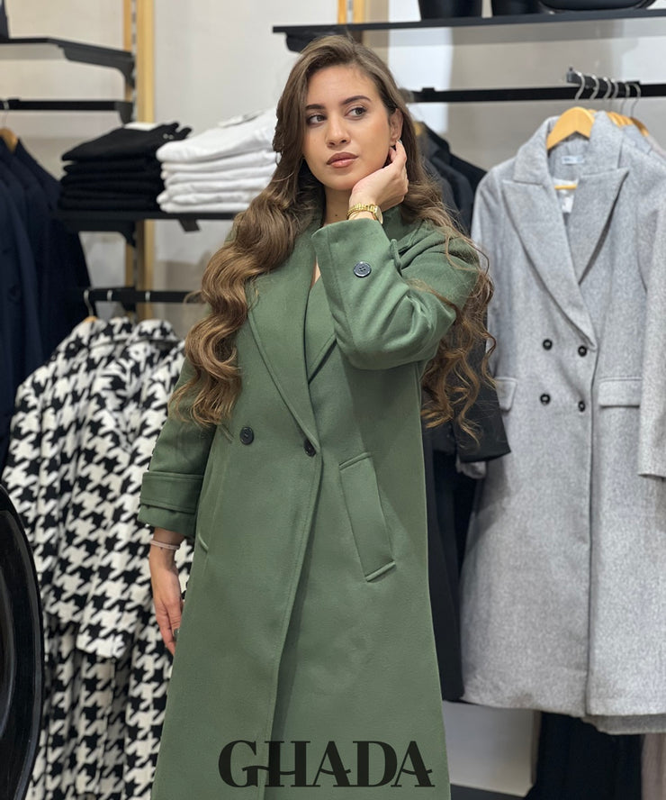 Manteau long en vert kaki