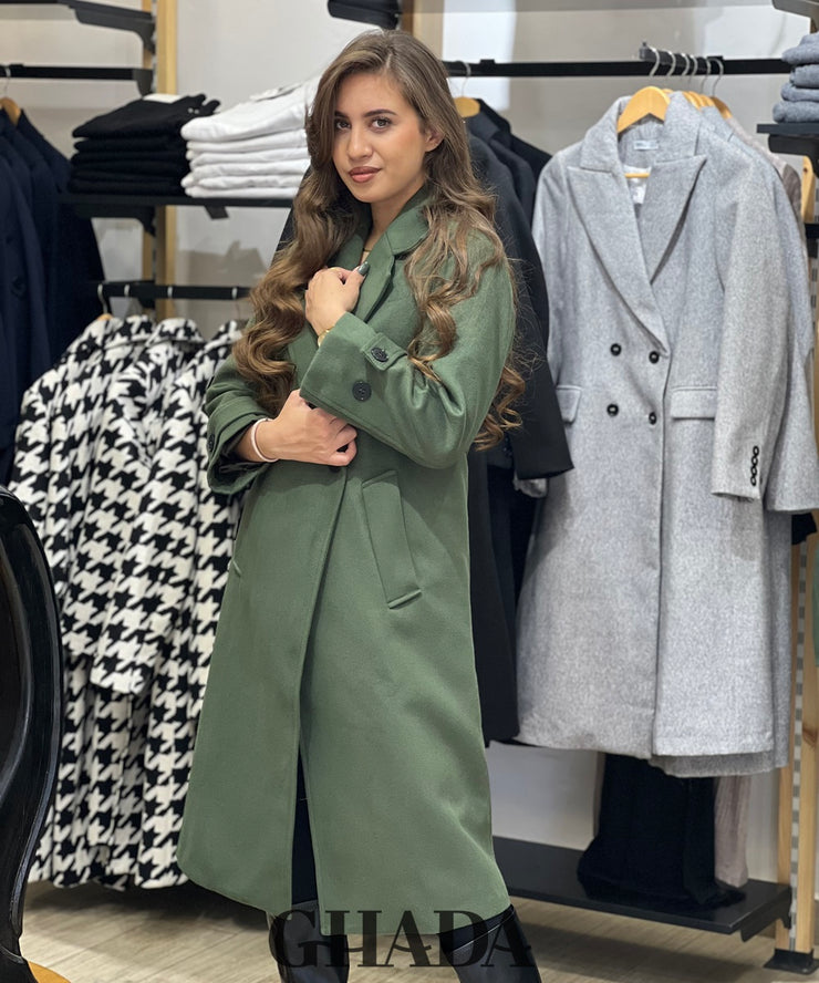 Manteau long en vert kaki