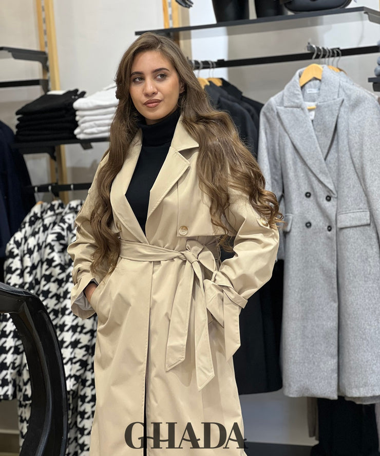 Trench long oversize en beige